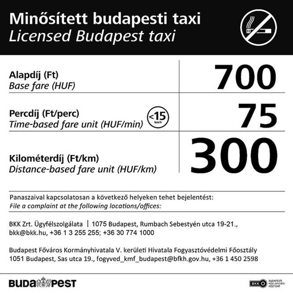 Best Taxi tarifa, viteldíj Budapesten, hatóság által rögzített árak.